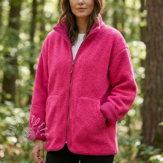 Fleece TEDDY DOUBLE SIDED pink neon