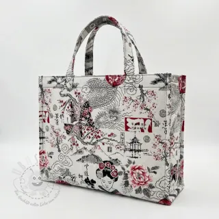 Dekostoff jacquard Akita blanc