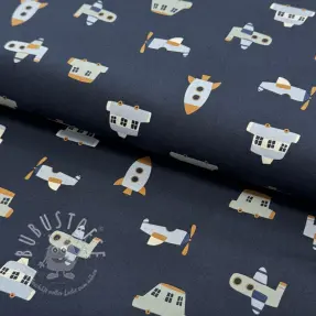 Baumwollstoff Vehicles navy