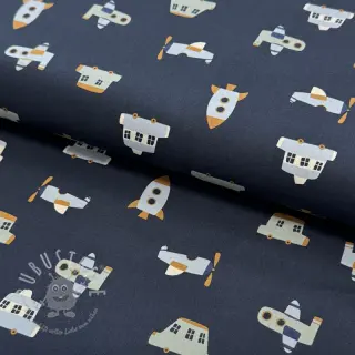 Baumwollstoff Vehicles navy
