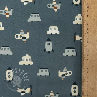 Baumwollstoff Vehicles petrol