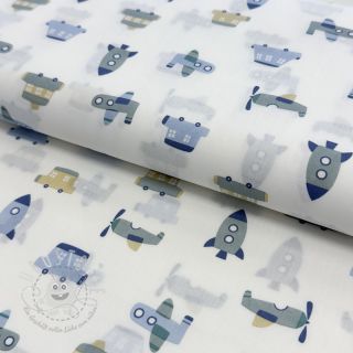 Baumwollstoff Vehicles white