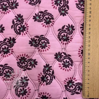 Baumwollstoff VOILE STEPPED Daria flower aubergine digital print