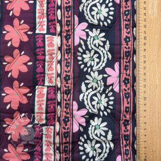 Baumwollstoff VOILE STEPPED Daria flower aubergine digital print