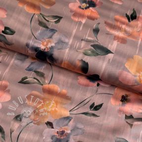 Baumwollstoff SATIN Penny flower peach digital print