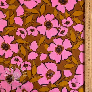 Baumwollstoff SATIN Flower Kala caramel