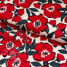 Baumwollstoff SATIN Flower Kala offwhite