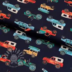 Baumwollstoff Cars navy digital print