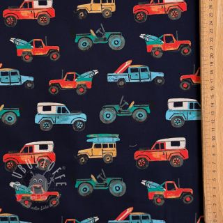 Baumwollstoff Cars navy digital print
