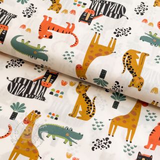 Baumwollstoff Safari time offwhite digital print