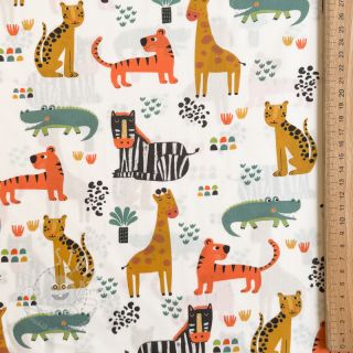 Baumwollstoff Safari time offwhite digital print