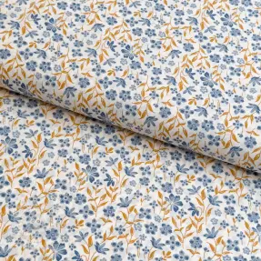 Baumwollstoff Fine flowers blue