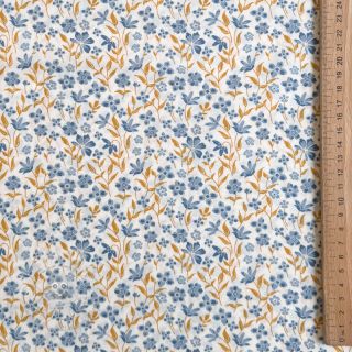 Baumwollstoff Fine flowers blue
