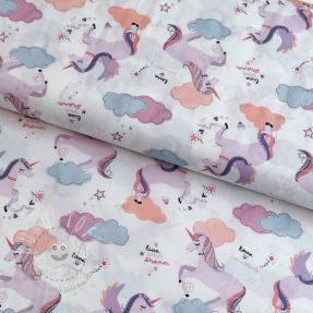 Baumwollstoff Unicorns love white
