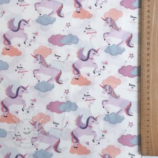 Baumwollstoff Unicorns love white