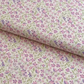 Baumwollstoff Fine flowers purple