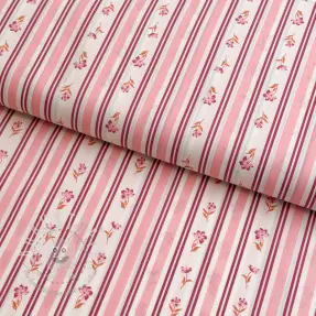 Baumwollstoff Fine flowers STRIPE pink