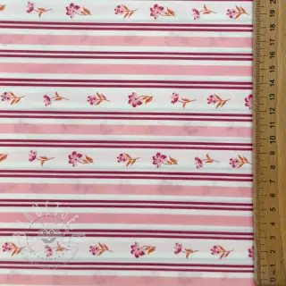 Baumwollstoff Fine flowers STRIPE pink
