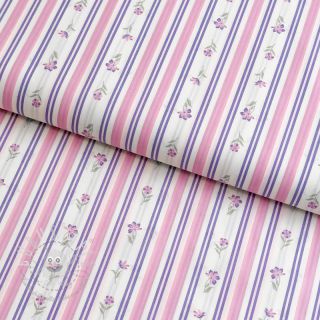 Baumwollstoff Fine flowers STRIPE purple