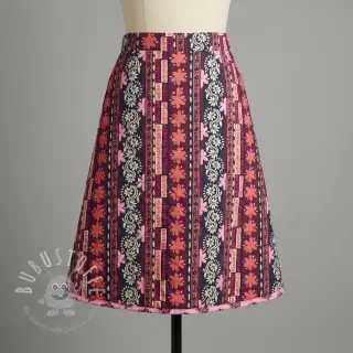 Baumwollstoff VOILE STEPPED Daria flower aubergine digital print