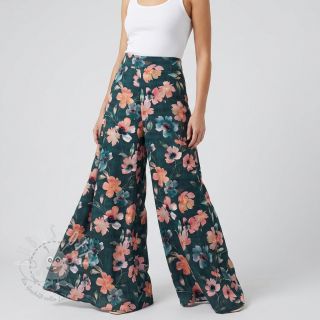 Baumwollstoff SATIN Penny flower petrol digital print