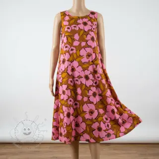 Baumwollstoff SATIN Flower Kala caramel