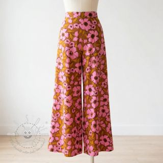 Baumwollstoff SATIN Flower Kala caramel