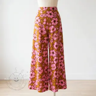 Baumwollstoff SATIN Flower Kala caramel