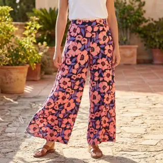 Baumwollstoff SATIN Flower Kala navy