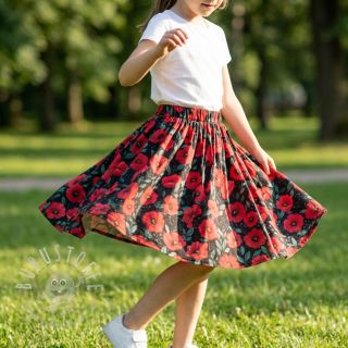 Baumwollstoff Poppy black digital print