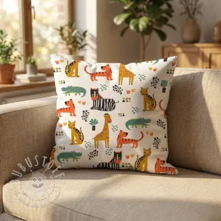 Baumwollstoff Safari time offwhite digital print