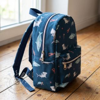 Baumwollstoff Sea life petrol digital print