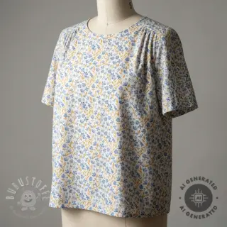 Baumwollstoff Fine flowers blue