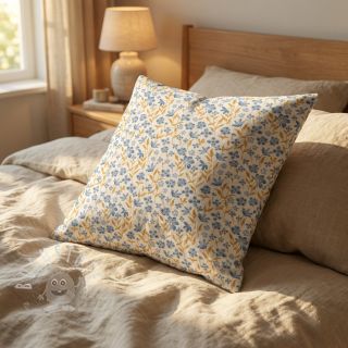 Baumwollstoff Fine flowers blue