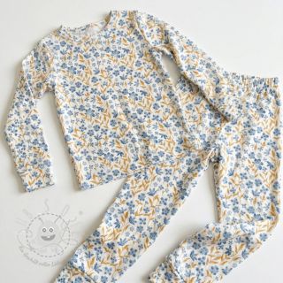 Baumwollstoff Fine flowers blue