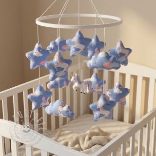 Baumwollstoff Unicorns love blue