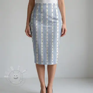 Baumwollstoff Fine flowers STRIPE blue