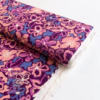 Viskosestoff STRETCH Flowers Junie purple