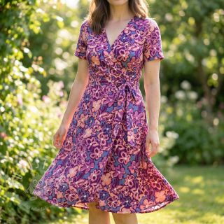 Viskosestoff STRETCH Flowers Junie purple