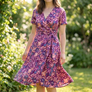 Viskosestoff STRETCH Flowers Junie purple