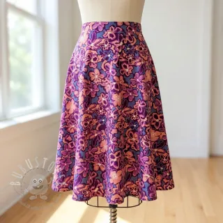 Viskosestoff STRETCH Flowers Junie purple