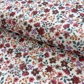Jersey Flowers burgundy digital print ORGANIC