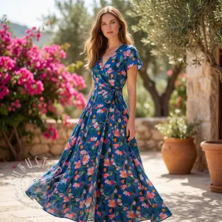 Viskosestoff STRETCH Flowers Dorothia digital print