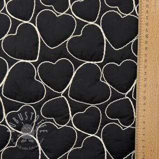 Steppstoffe EMBROIDERY Hearts black