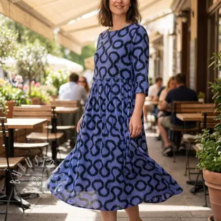 Viskosestoff STRETCH Abstract blue