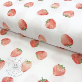 Double gauze/musselin Strawberries digital print