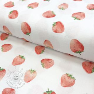 Double gauze/musselin Strawberries digital print