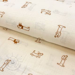 Double gauze/musselin EMBROIDERY Dogs ecru