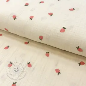 Double gauze/musselin EMBROIDERY Fruit peach SIMPLY NATURAL