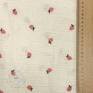 Double gauze/musselin EMBROIDERY Fruit peach SIMPLY NATURAL